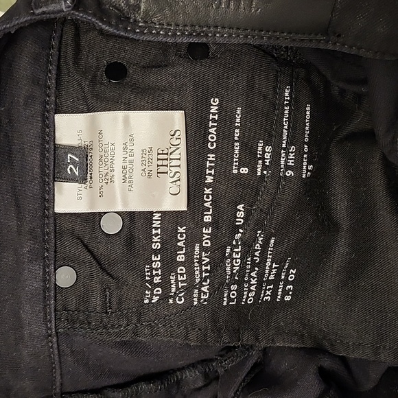 The Castings coated reactive dye black denim mid rise skinny size 27 - Picture 7 of 7
